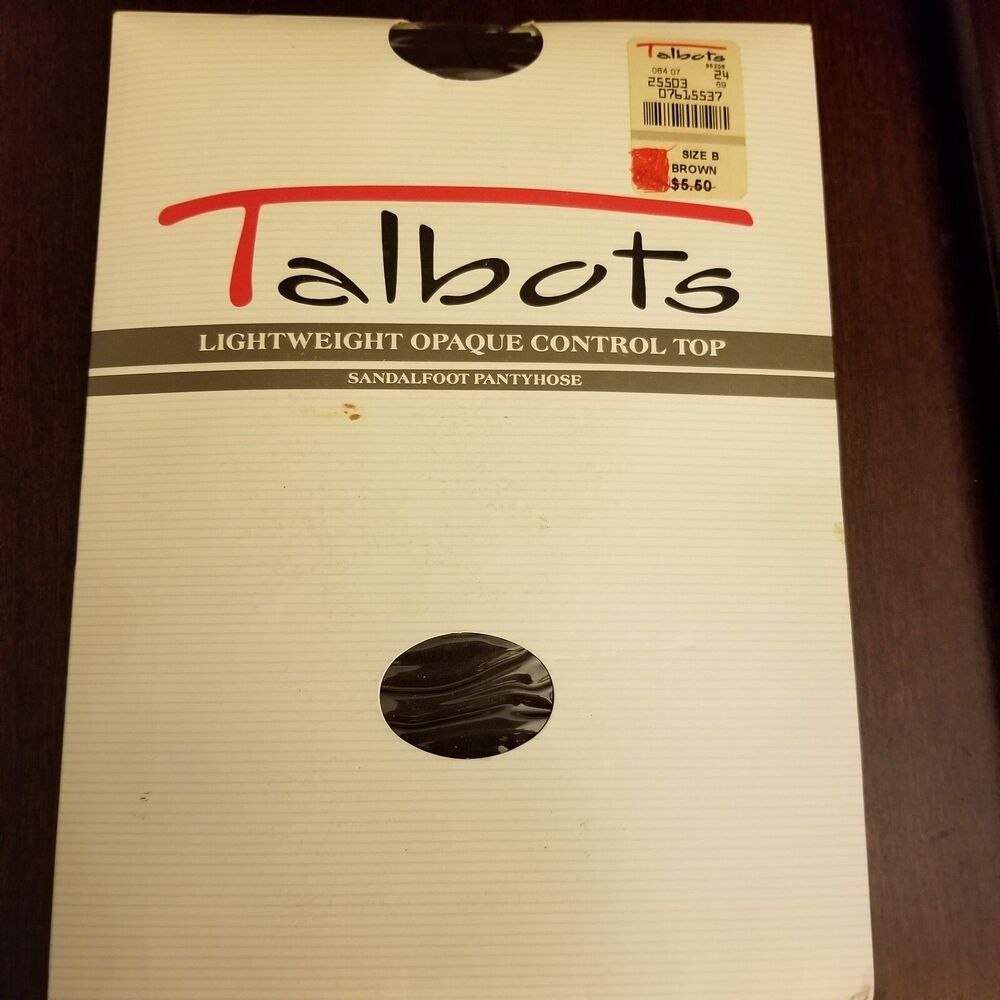 Talbots Pantyhose Lightweight Control Top Sandalfoot Brown Size B